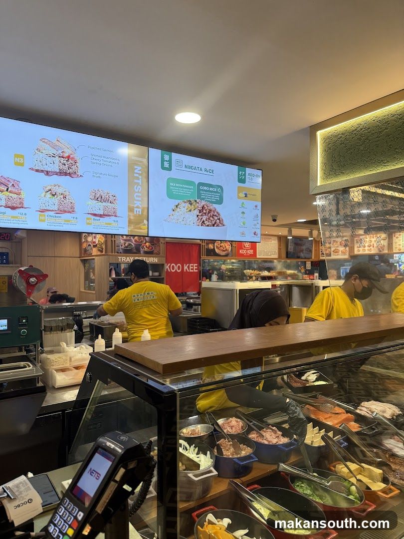 Food counter with digital menu boards
