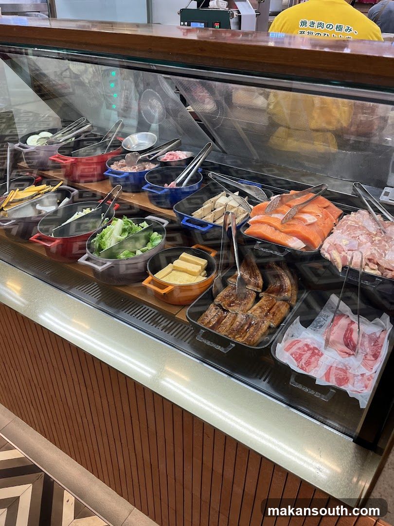 Buffet Display with Meats and Vegetables
