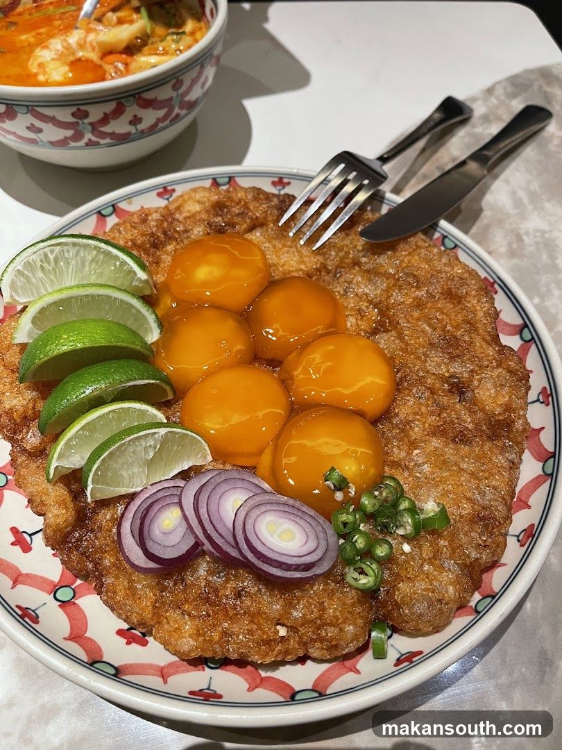Fried Omelette with Egg Yolks and Tom Yum Soup