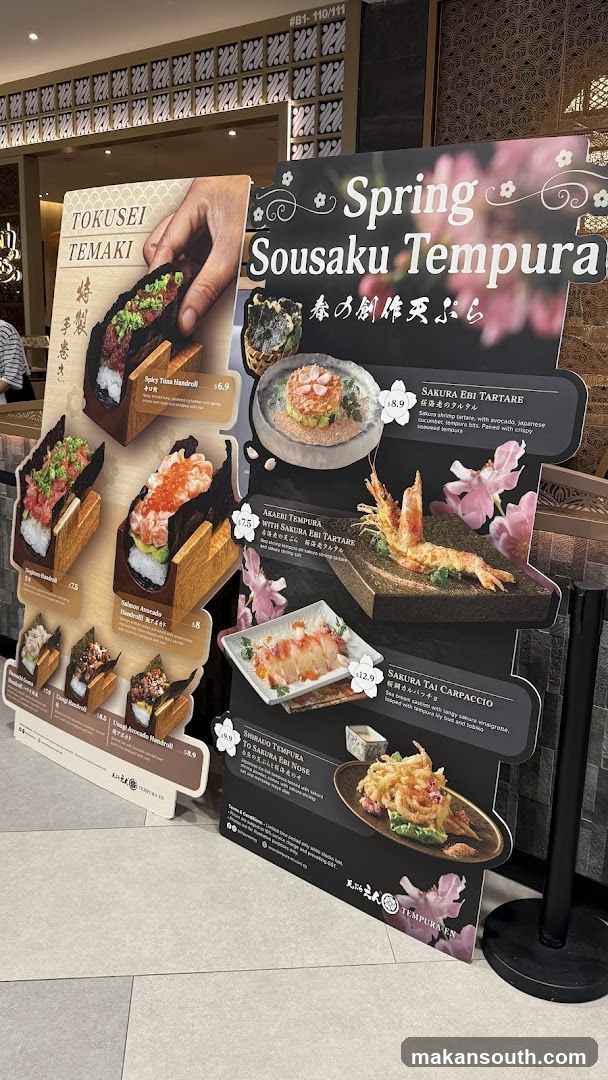 Spring Sousaku Tempura Menu