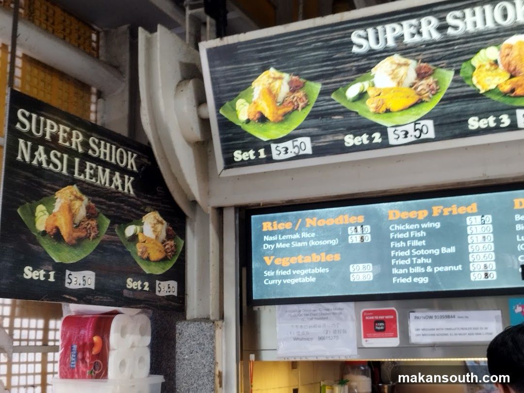 Super Shiok Nasi Lemak Menu