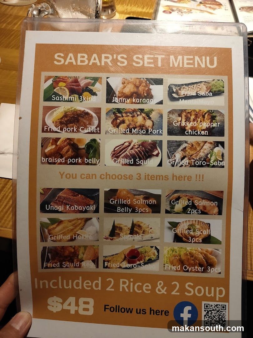 SABAR'S SET MENU
