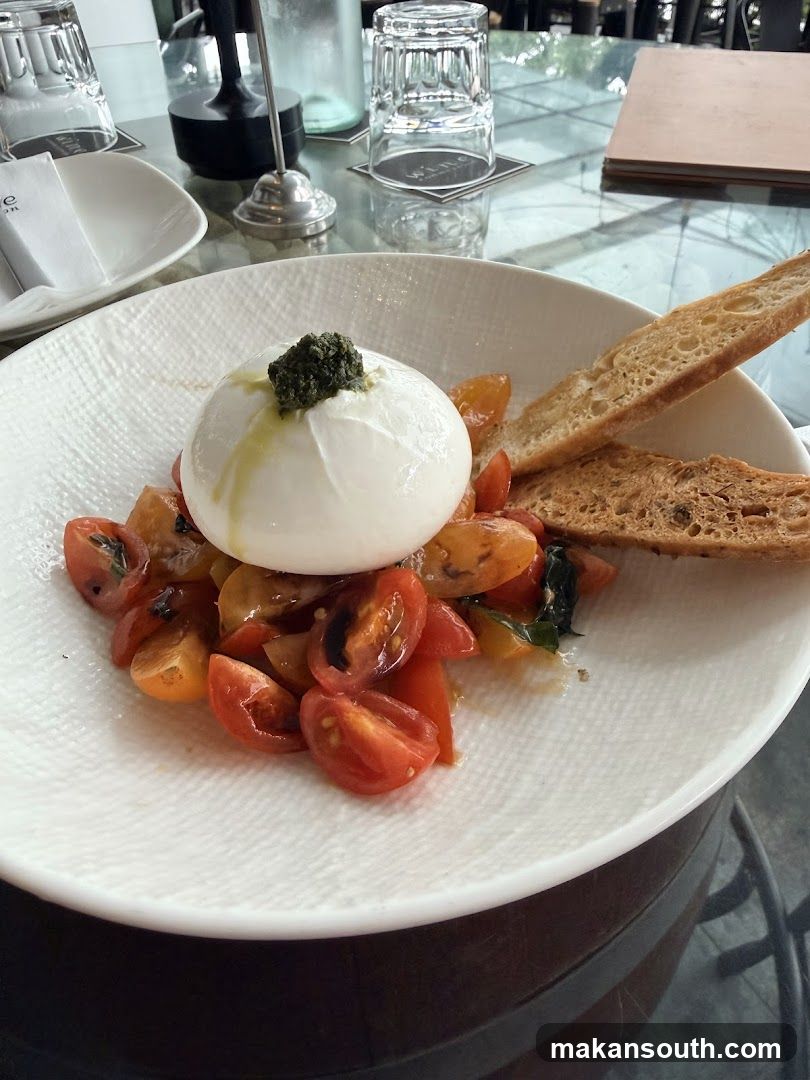 Burrata with Tomatoes and Crostini