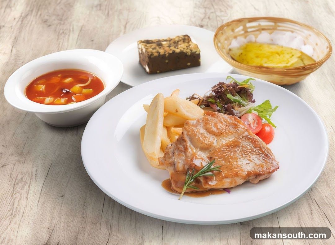 Chicken steak with sides