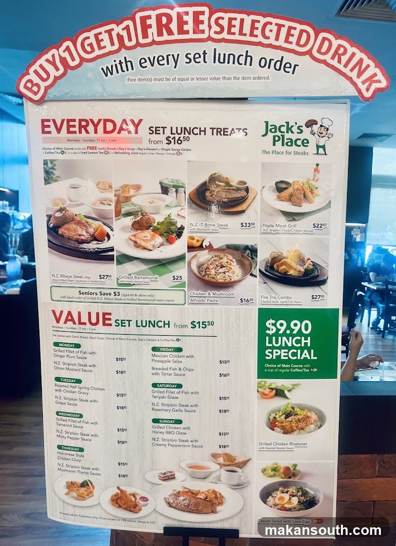 Jack's Place Set Lunch Menu