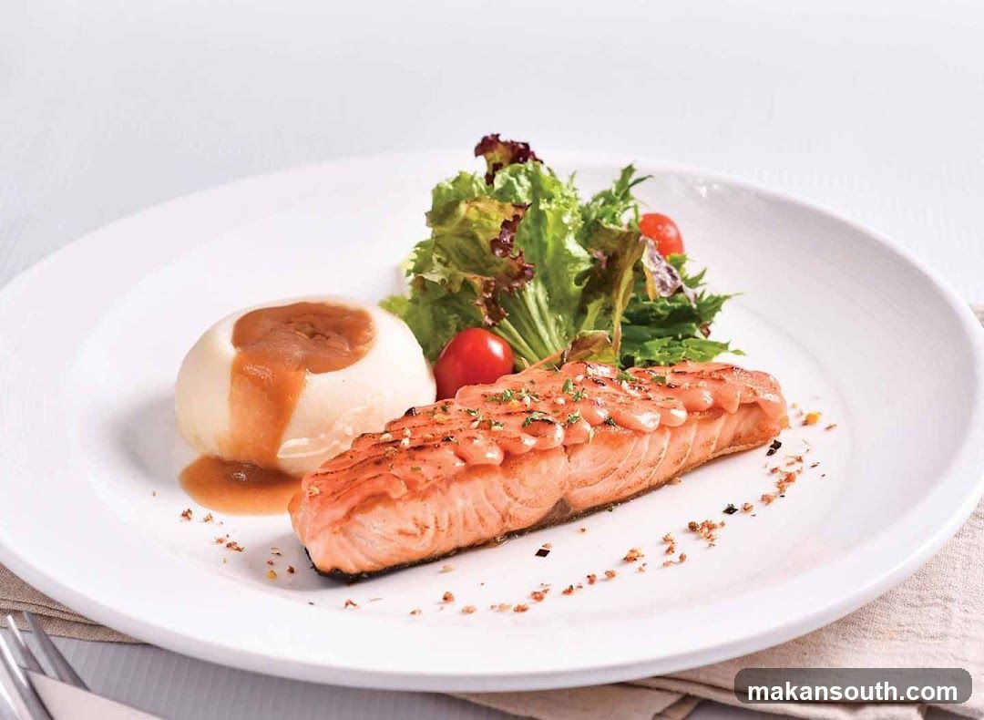 Salmon with Mashed Potatoes and Salad