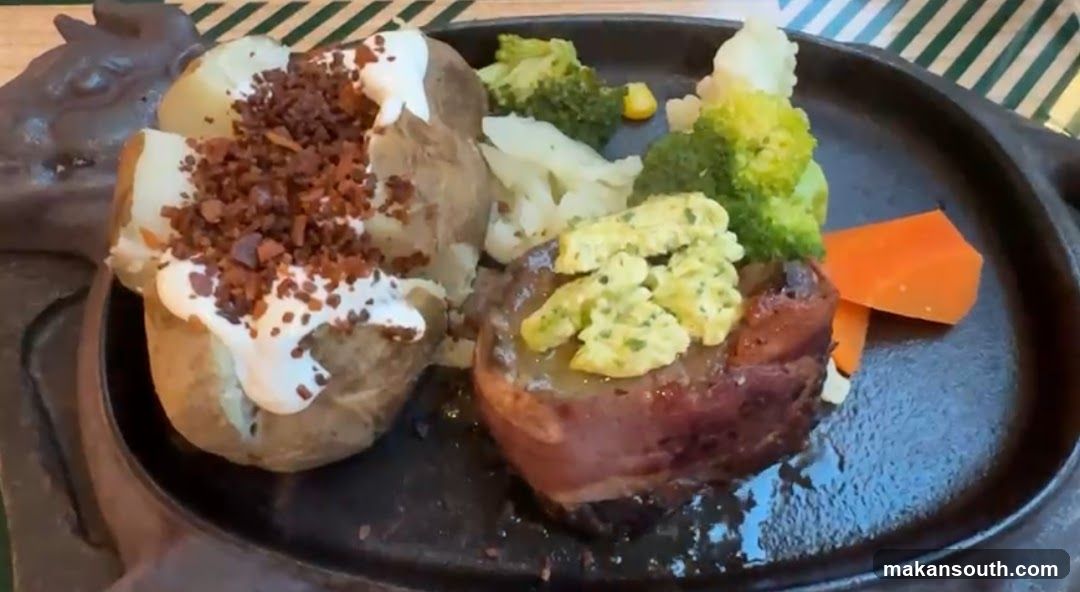 Steak Dinner with Baked Potato and Vegetables
