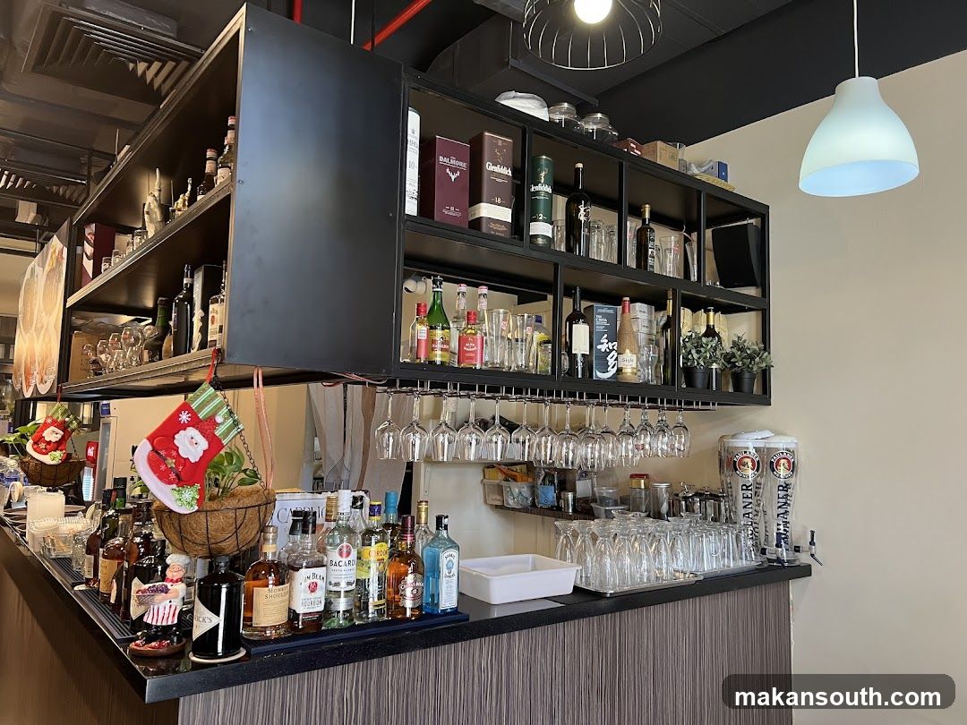 Bar Counter with Bottles and Glasses
