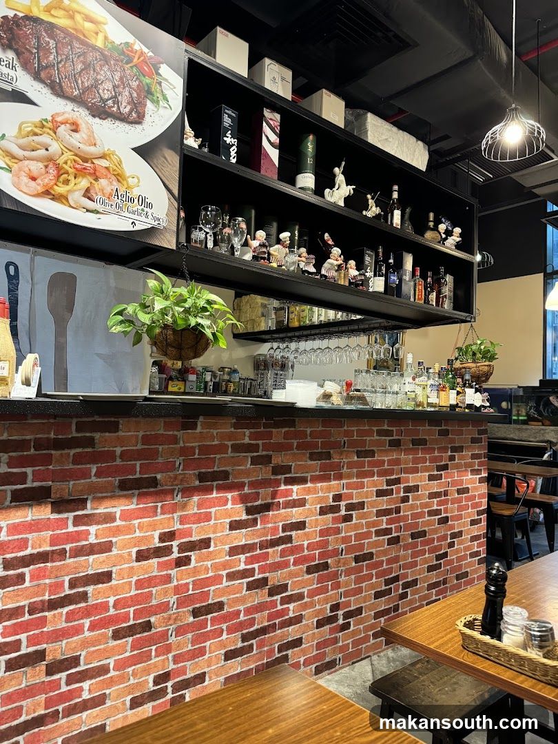 Restaurant Interior with Bar and Food Display