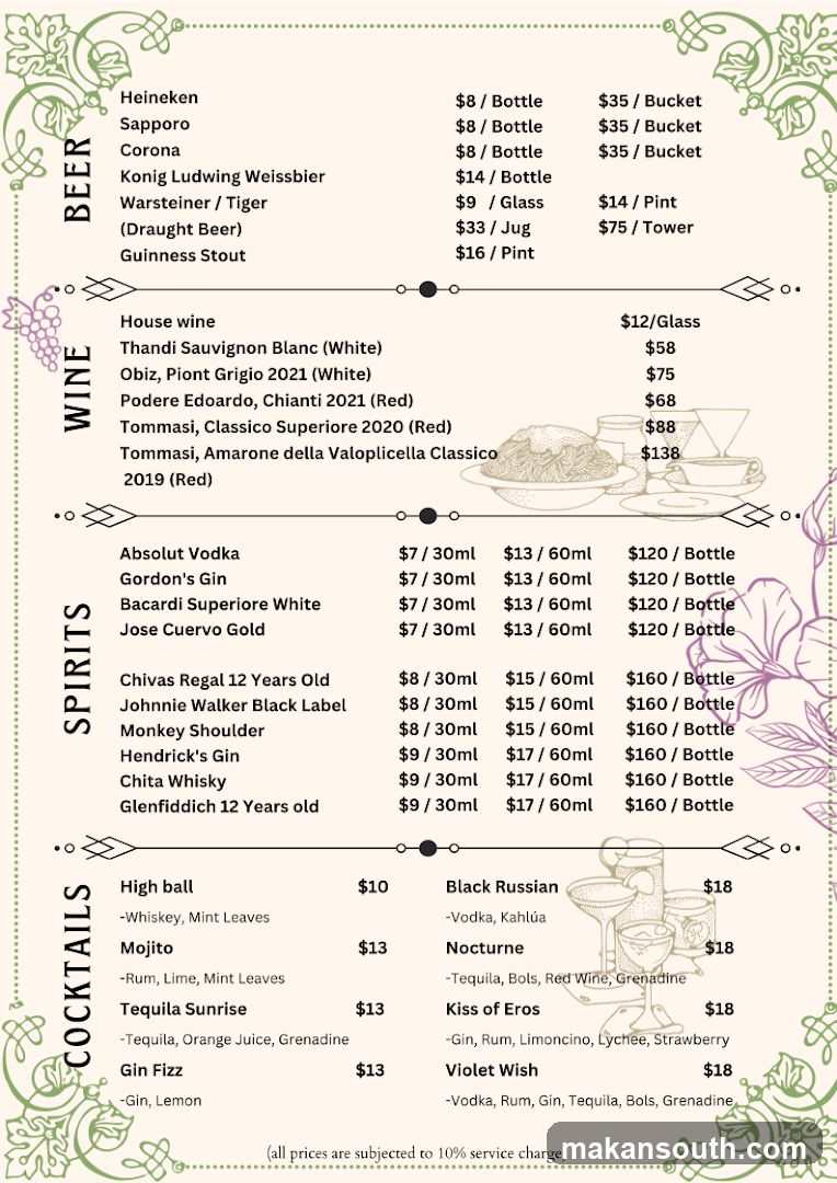 Drinks Menu