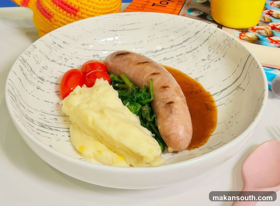 Sausage with Mashed Potatoes and Greens