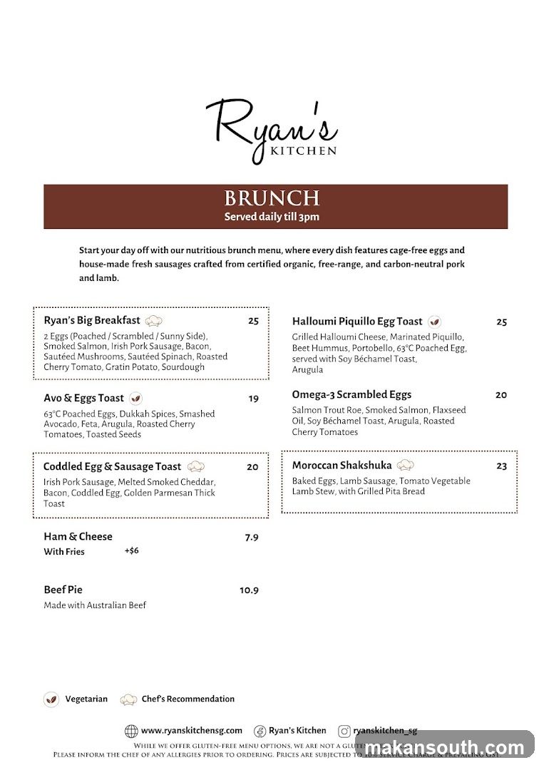 Ryan's Kitchen Brunch Menu