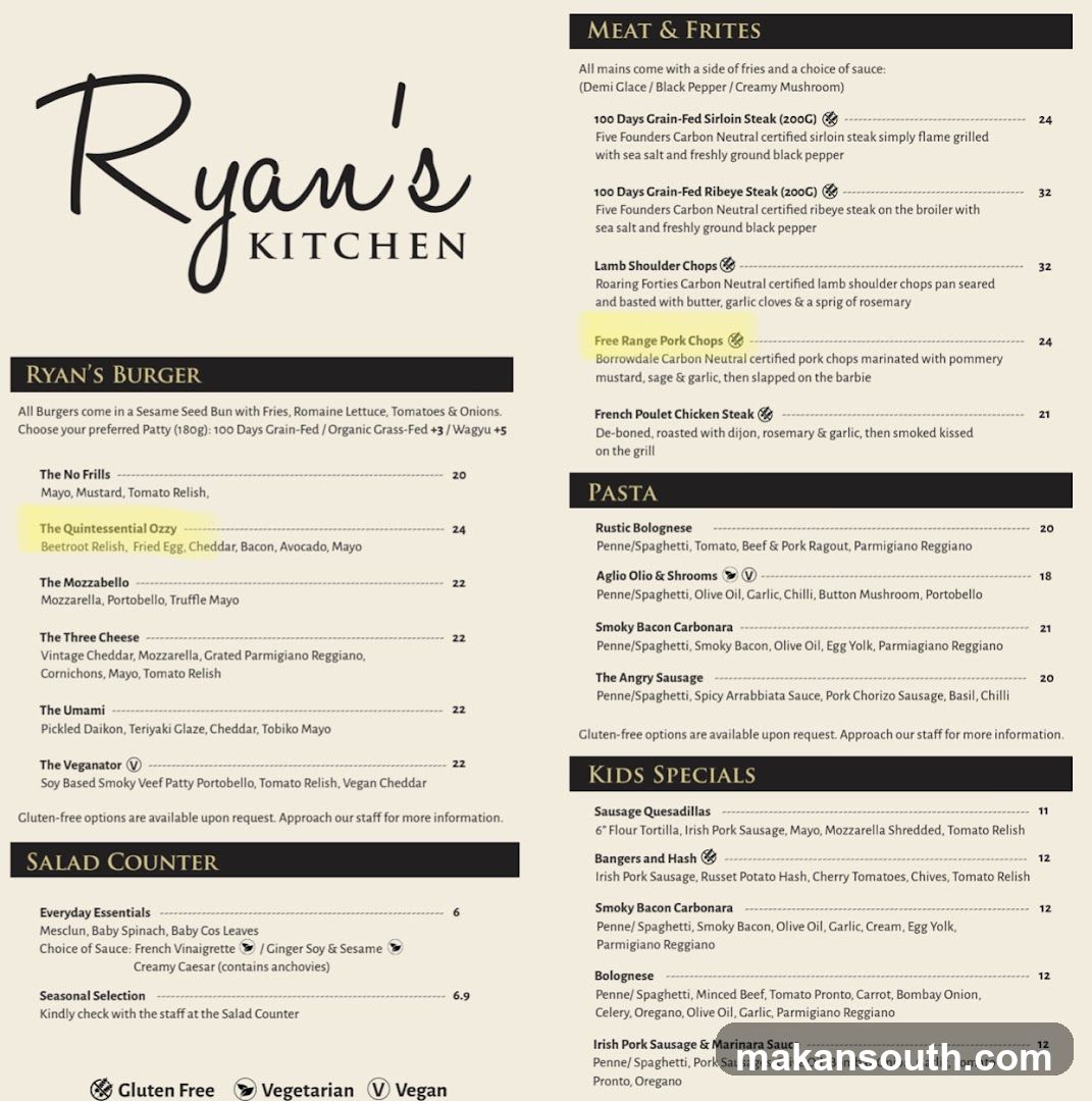 Ryan's Kitchen Menu