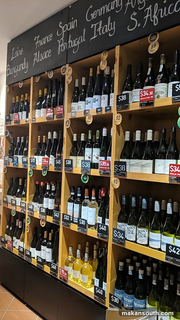 Wine bottles displayed by region
