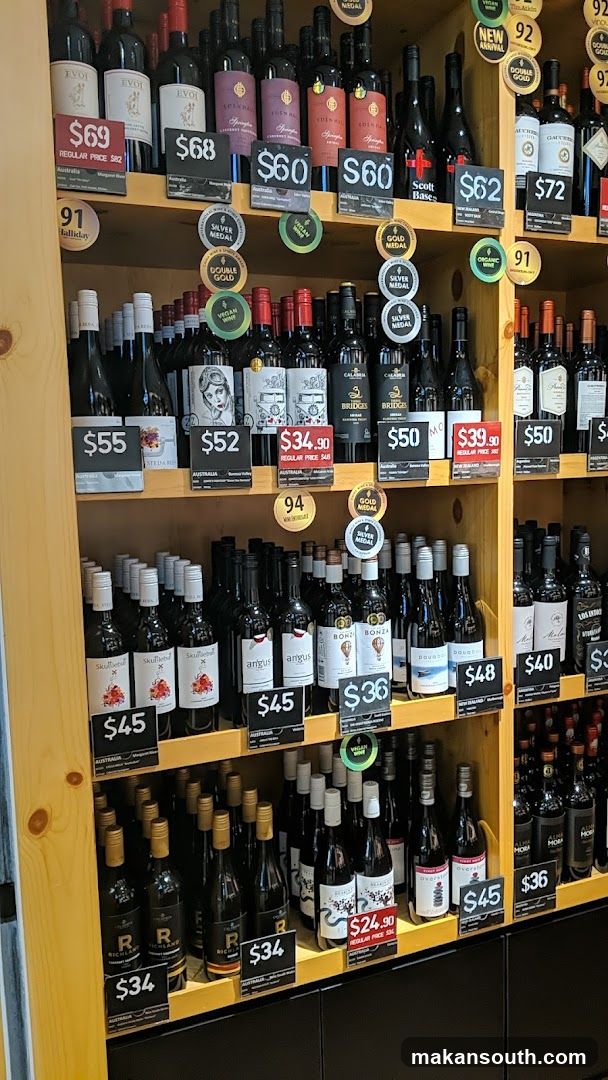 Wine bottles on shelves