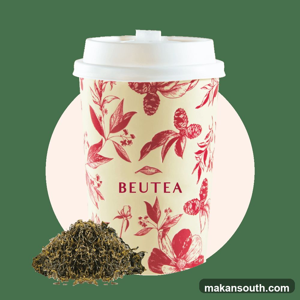 Beutea branded cup with tea leaves