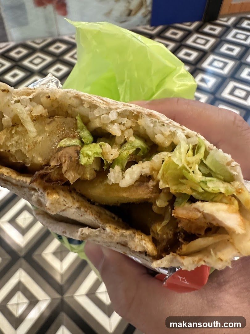 Close-up of a wrap with filling