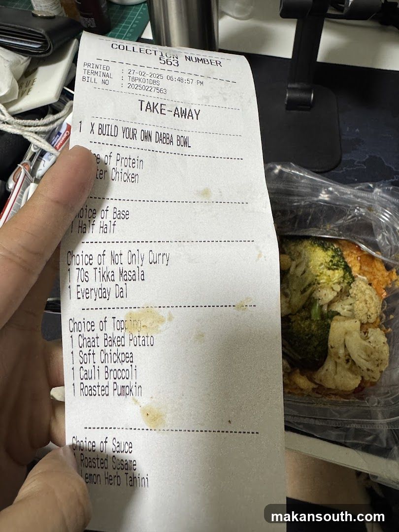 TAKE-AWAY RECEIPT