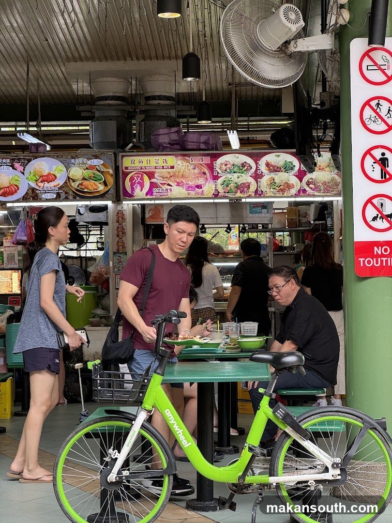 Food Stall with Menu and Customers