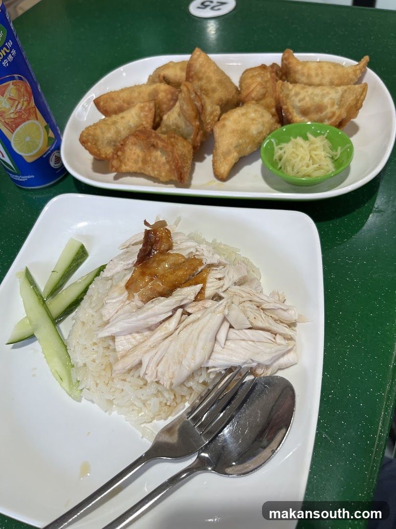 Chicken Rice and Fried Wontons
