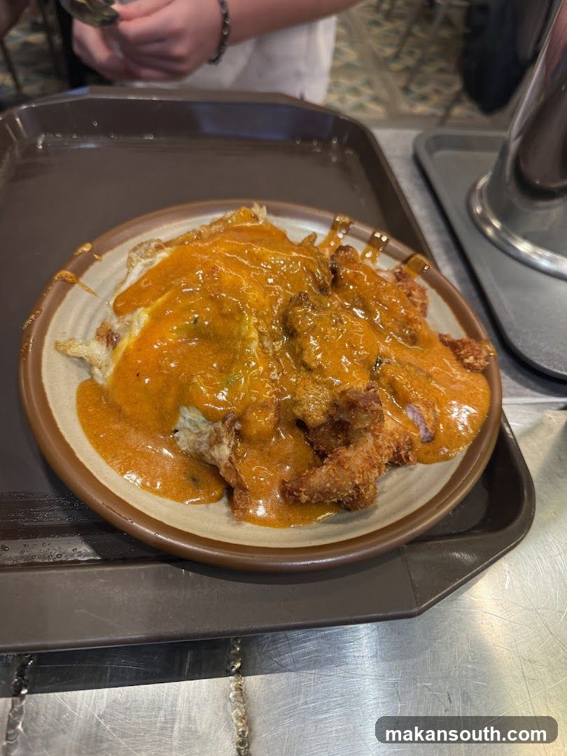 Fried Chicken and Egg with Sauce
