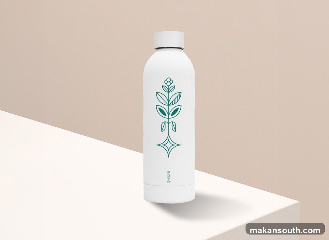 White Water Bottle with Floral Design