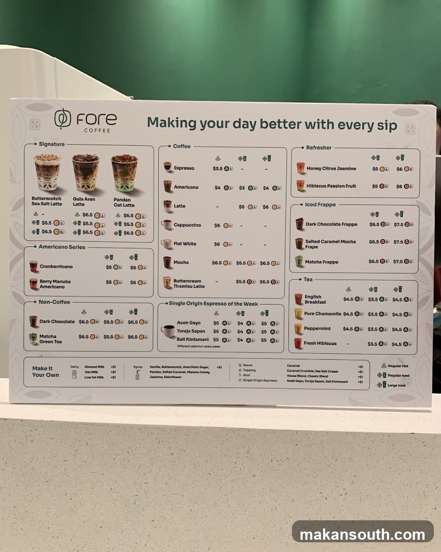 Fore Coffee Menu