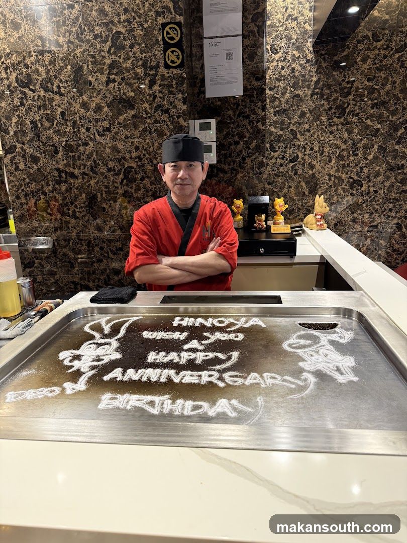Chef with Anniversary and Birthday Message on Griddle