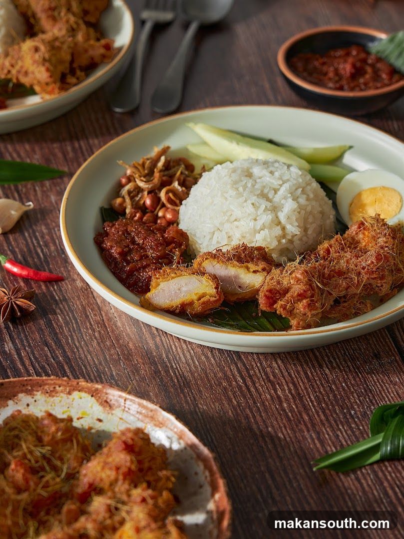 Nasi Lemak with Fried Chicken