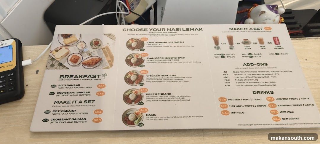 Nasi Lemak Menu