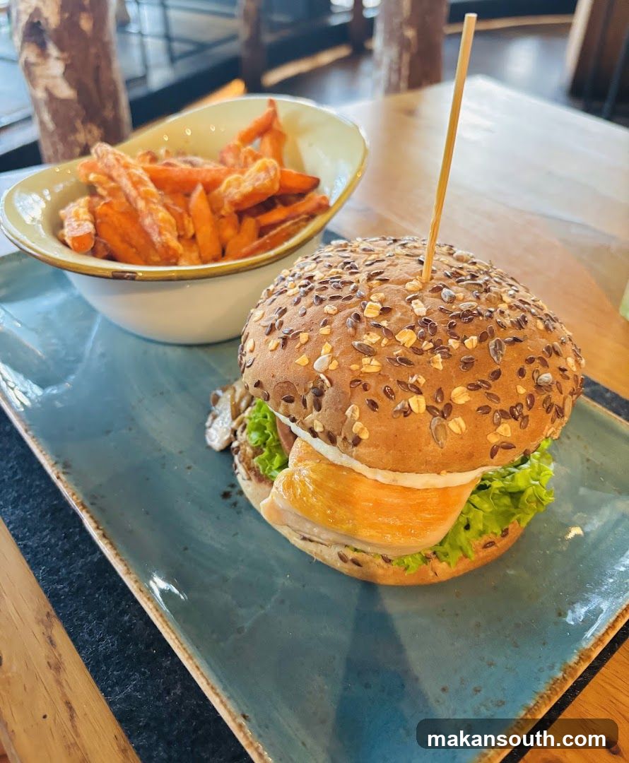 Chicken Burger and Sweet Potato Fries