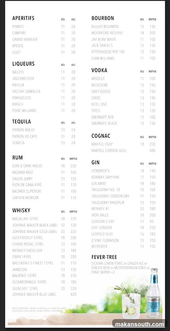 Drinks Menu