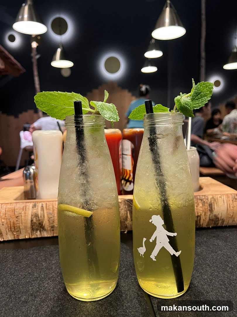 Two refreshing drinks with mint and lemon