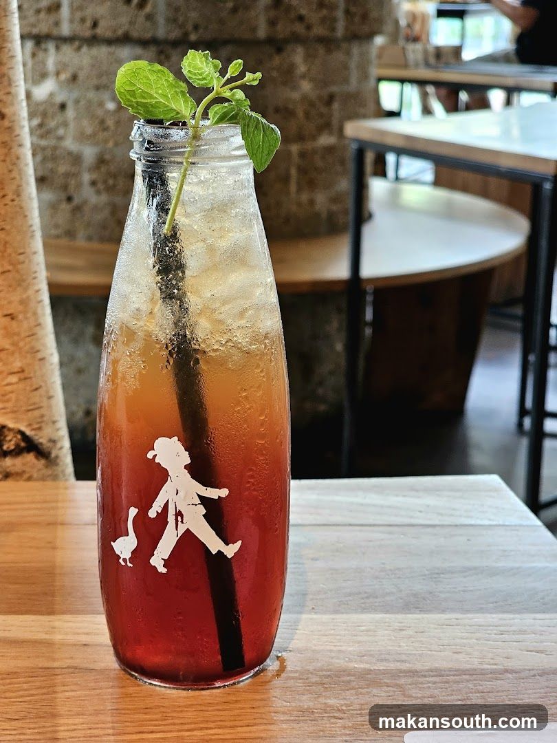 Iced Drink with Mint Garnish