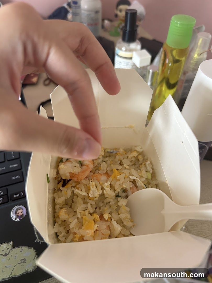 Shrimp Fried Rice in Takeout Box
