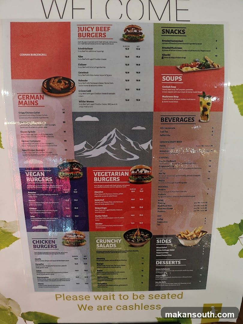German Burgergrill Menu