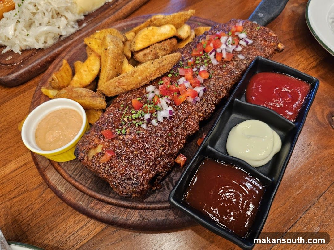 Ribs with Fries and Sauces