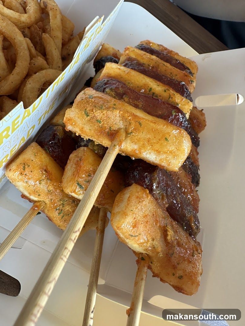 Skewered Tteokbokki and Curly Fries