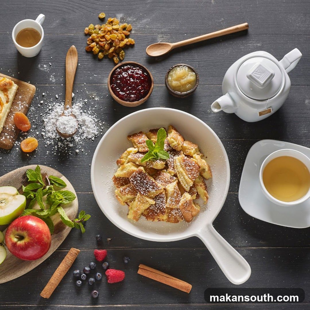 Kaiserschmarrn with fruit and tea