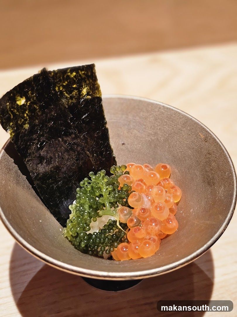 Seaweed with Roe and Grapes