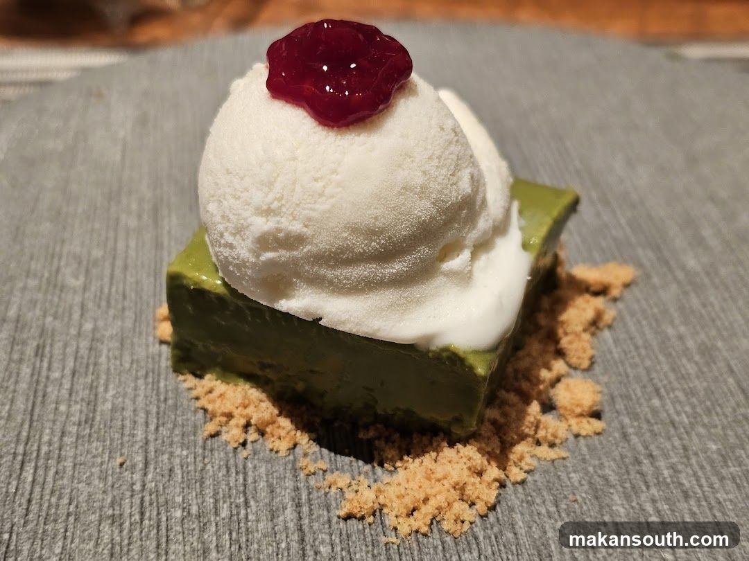 Matcha dessert with ice cream