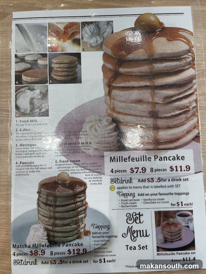 Millefeuille Pancake Menu