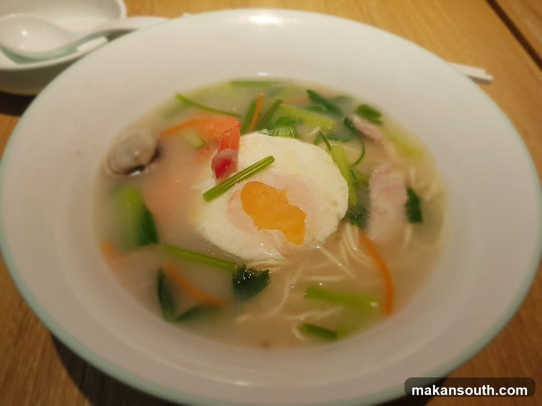 Noodle Soup with Egg and Seafood