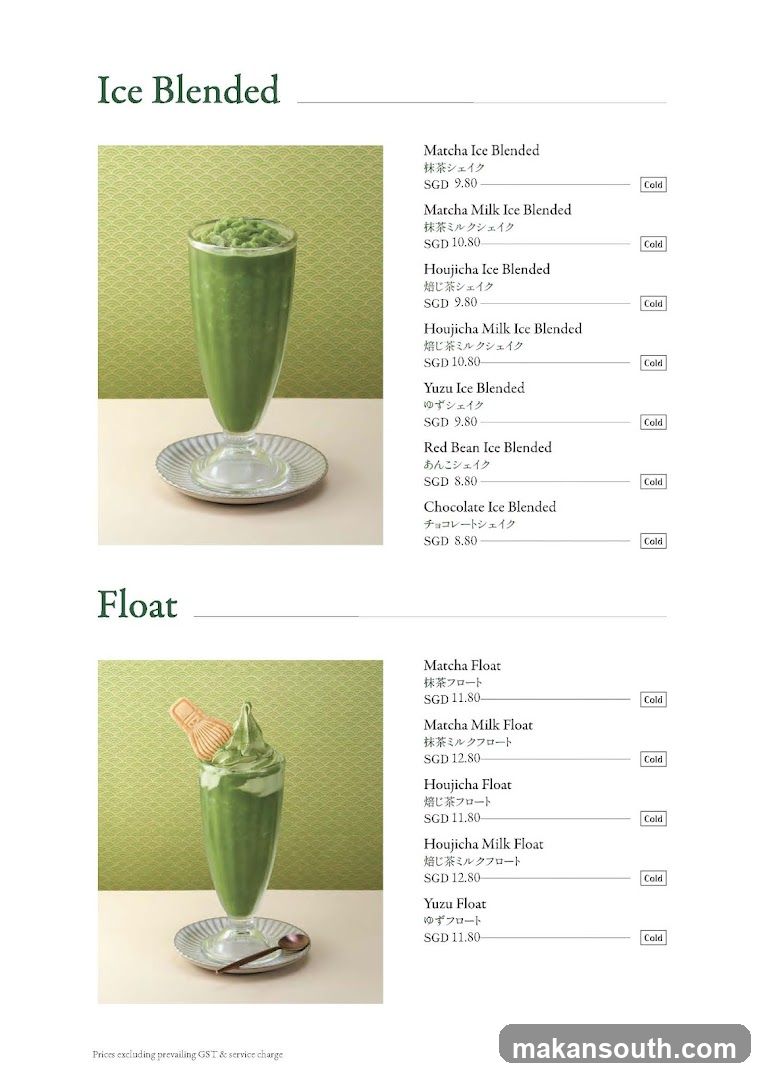 Ice Blended and Float Menu