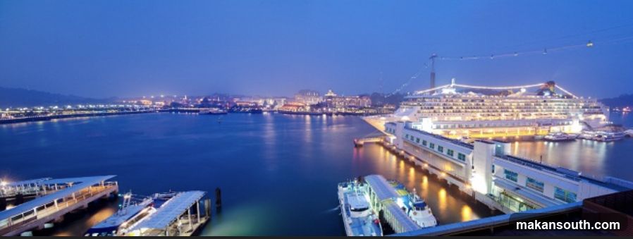 Cruise Ship Docked at Port at Night