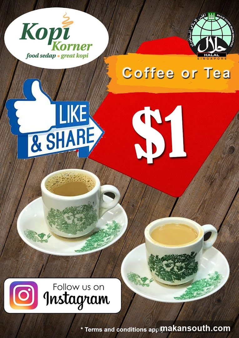 Kopi Korner Coffee or Tea Promotion