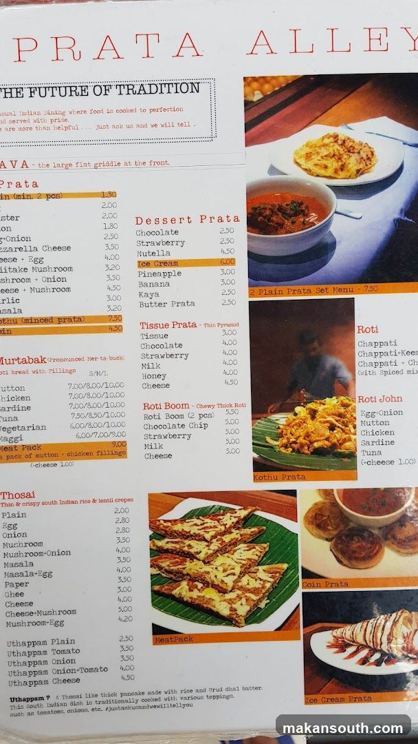 Prata Alley Menu