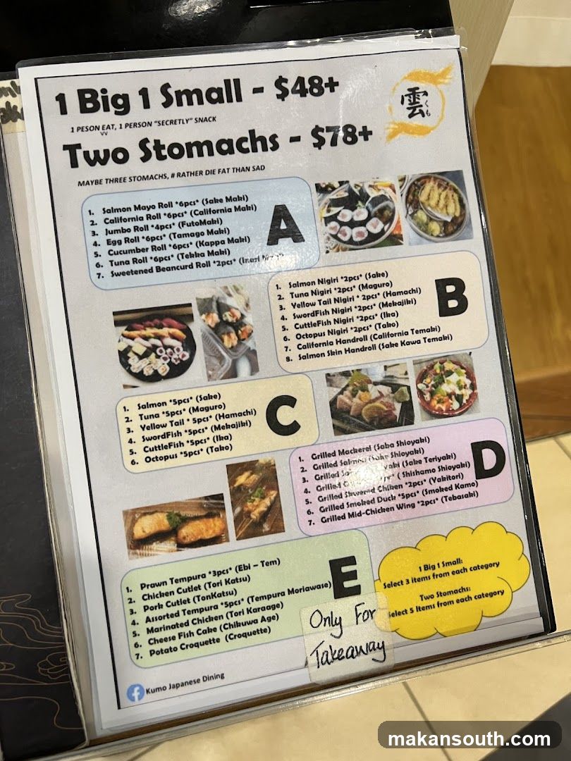 Kumo Japanese Dining Menu