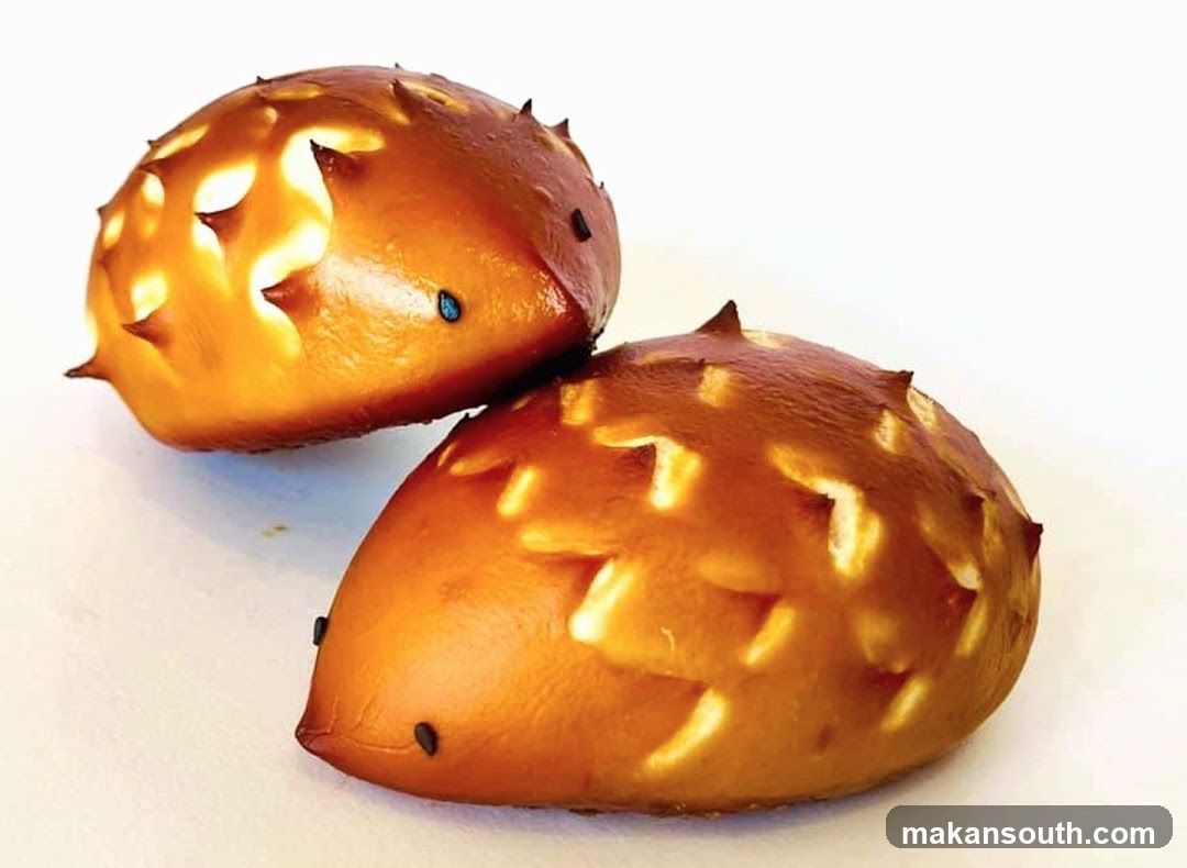 Hedgehog-shaped bread rolls
