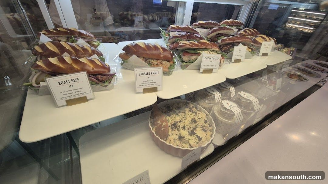Sandwiches and Salads in Display Case